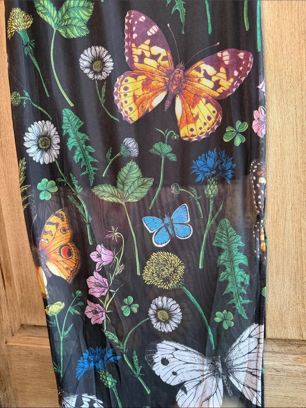 Dressed in LALA Black Midi Skirt with Multicolor Butterfly & Floral Print - Picture 3 of 7